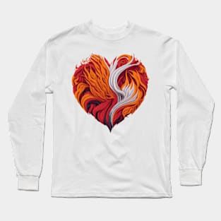 Flaming Passion - Fire Heart Long Sleeve T-Shirt